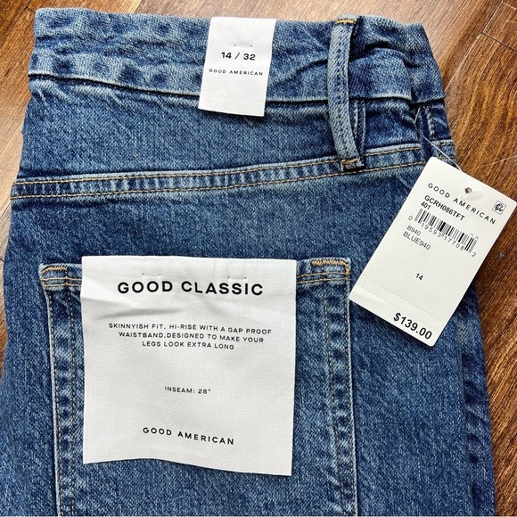 Good American Denim - NEW $139 Good American Jeans Womens 14/32 Classic Skinnyish High Rise Denim NWT